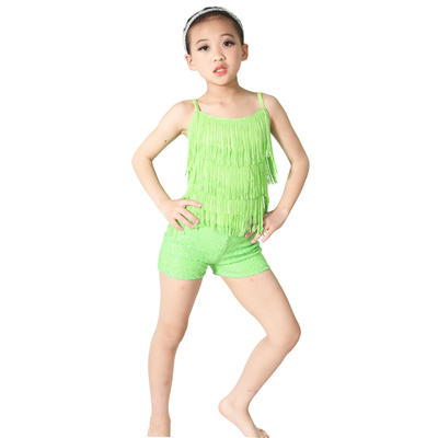 MiDee Tap Jazz Costume Dance Performance Wear Fringe Top Sequins Shorts