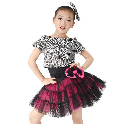 MiDee Zebra Black Leotard  Evening Dresses Dance Costume For Girls