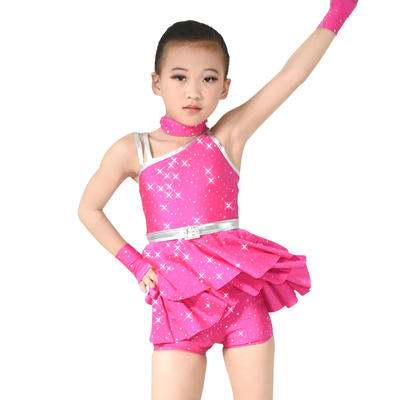 MiDee Girls' Tiered-Skirt Biketard Modern Dance Costume Children Stage Costumes