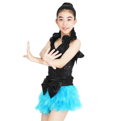 MiDee Ruffle Shrug Sequin Dance Costume With Festhers Jazz Party Dress Rock Tap Costume