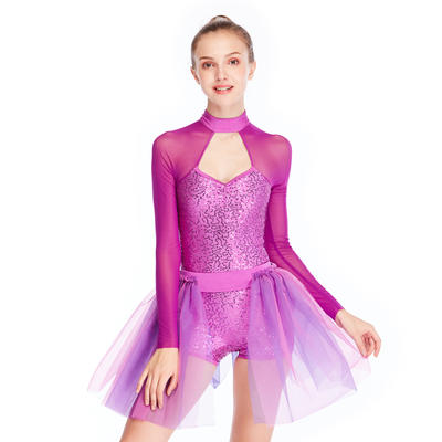 MiDee Sequins Dance Costumes Contemporary Costume Biketard Competition Clothing Performance Wear