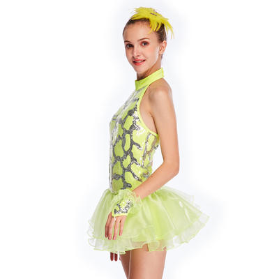 MiDee Sequin Yellow Jazz Dance Dress Dance Ballet Children Girl Costume