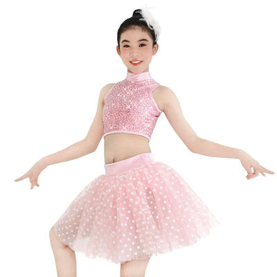 Pink Dot Children Belly Dance Costumes Ballet Tutu Costume For Girls