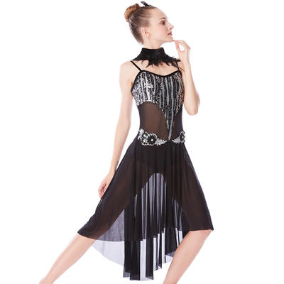 MiDee  Top Lyrical Dance Costume Dress Mesh Skirt Dress