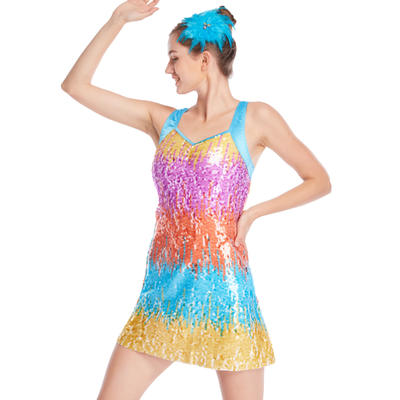 MiDee Full Sequins Ombre Dance Costumes A Line Dance Competition dance wear china  for Women